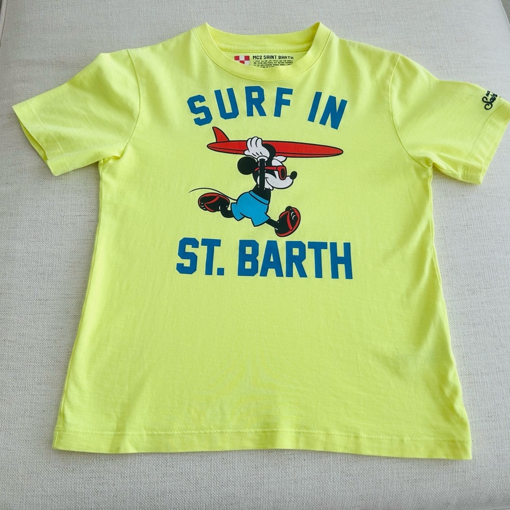 MC2 SAINT BARTH Neon Yellow Tee with Mickey Mouse (8Y)